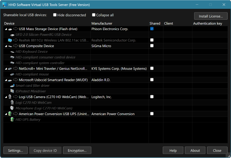 Free USB over Network Screenshot